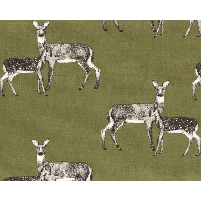 Dekostoff NATURE, Rehe, olivgrün, Clarke & Clarke