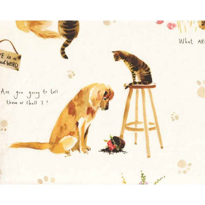 Dekostoff VILLAGE LIFE, Hund und Katze, Clarke & Clarke