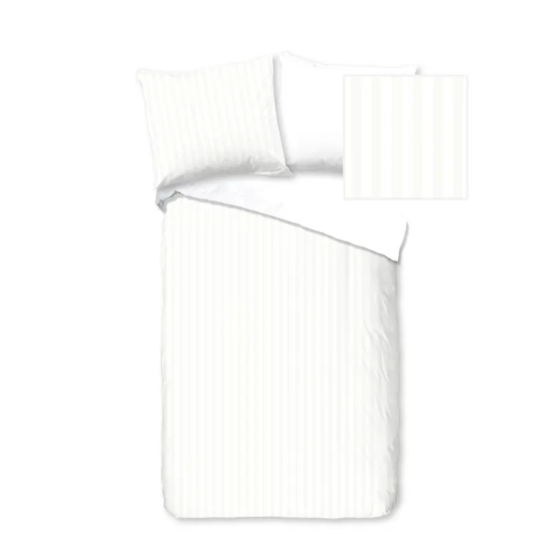 Descanso Bettwäsche 100x135 + 1 x 40x60 cm Mako Satin Hotel Sevilla ruhiger Satin-Streifen weiß