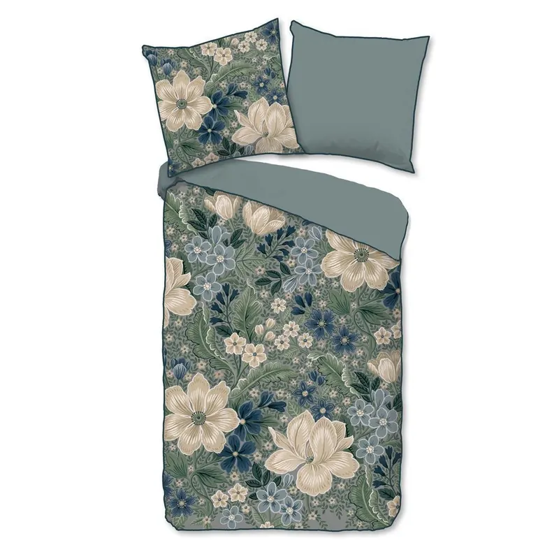 Descanso Bettwäsche 135x200 + 1 x 80x80 cm Mako Satin Alessia Blumen bunt