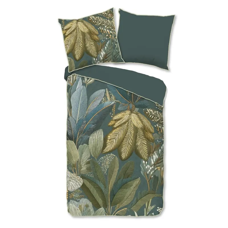 Descanso Bettwäsche 135x200 + 1 x 80x80 cm Mako Satin Piemonte blau