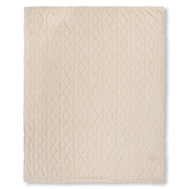 Descanso Plaid 130x160 cm Jacquard-Teddy Jacquard Teddy Jacquard Teddy natur