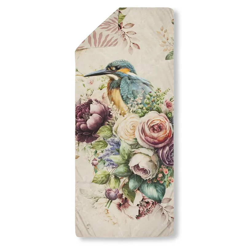 Descanso Sporthandtuch 75x180 cm Polyvelvet Verde Blumen und Vögel natur