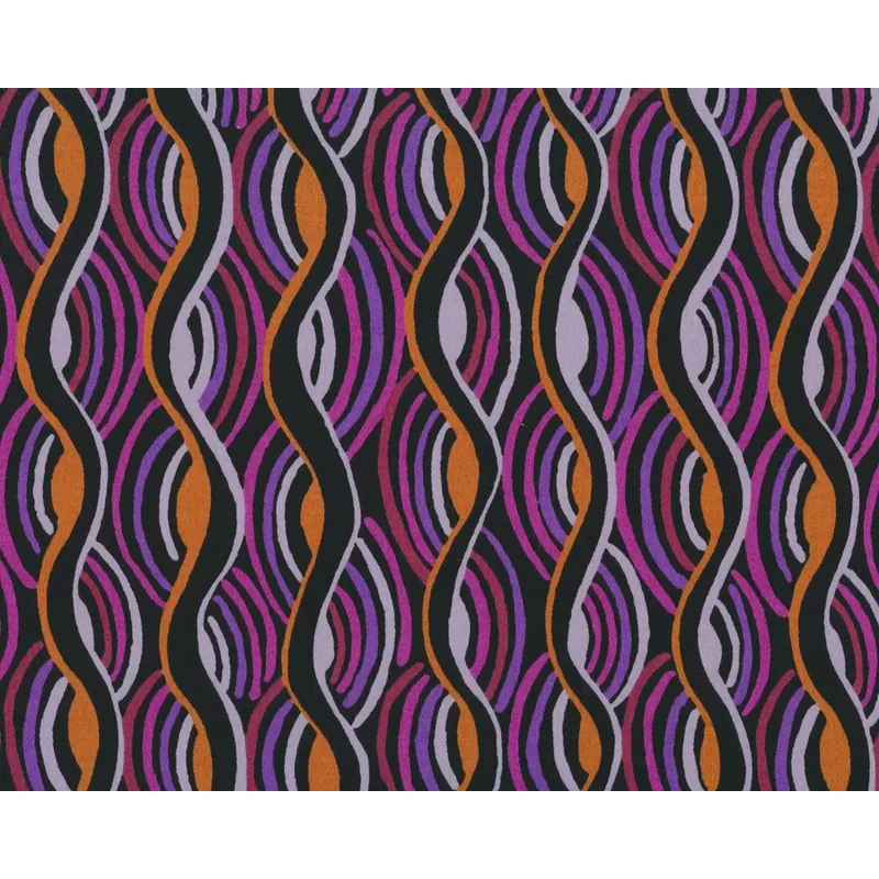 Designer-Baumwoll-Stretch aus Italien CODINO, Wellen, lila-hellbraun