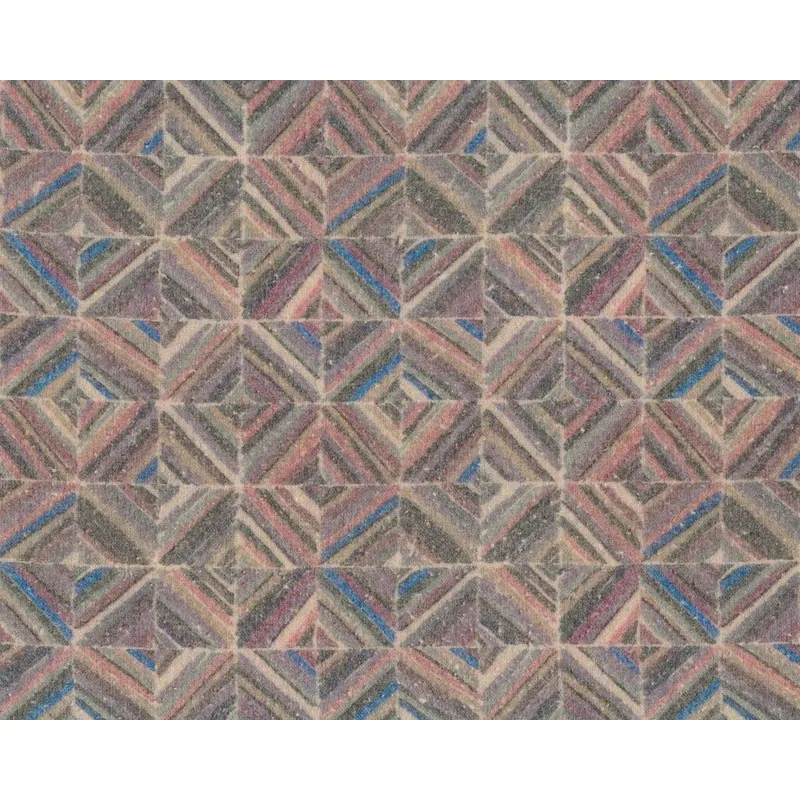 Designer-Bourette-Seide aus Italien SETROSA, Karo-Rauten, stumpfes lila-blau
