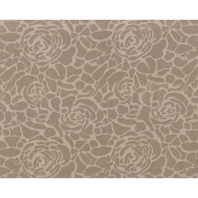 Designer Leinen-Baumwollstoff MARAN, Rosen, natur