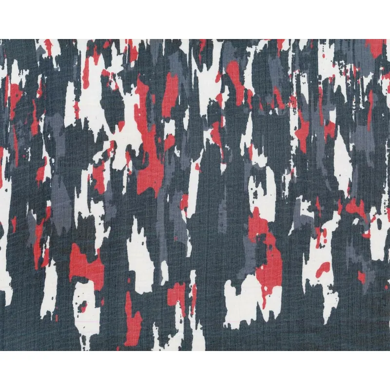 Designer-Seiden-Chiffon MARIES, Flecken, rot-grau-schwarz