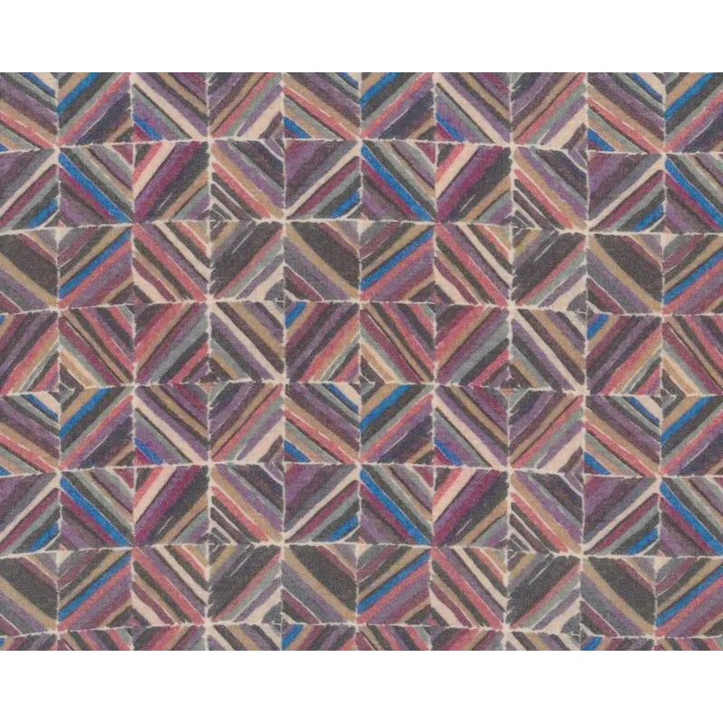 Designer-Seidesatin aus Italien ARTE SETA, Karo-Rauten, stumpfes lila-blau