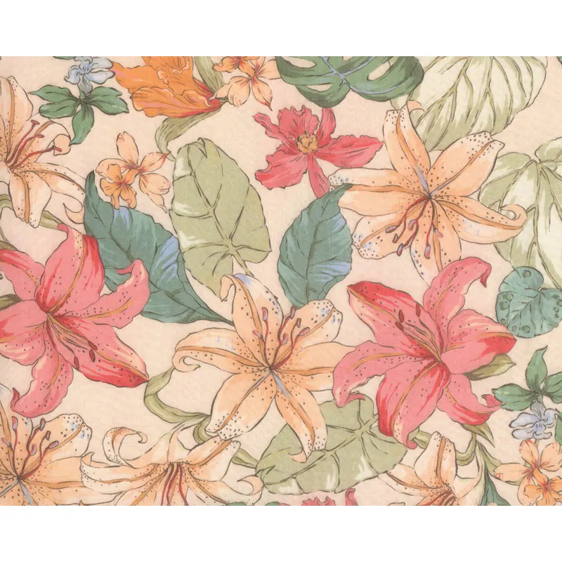 Designer Tencel™-Viskosestoff TENERO, Lilien & Monstera