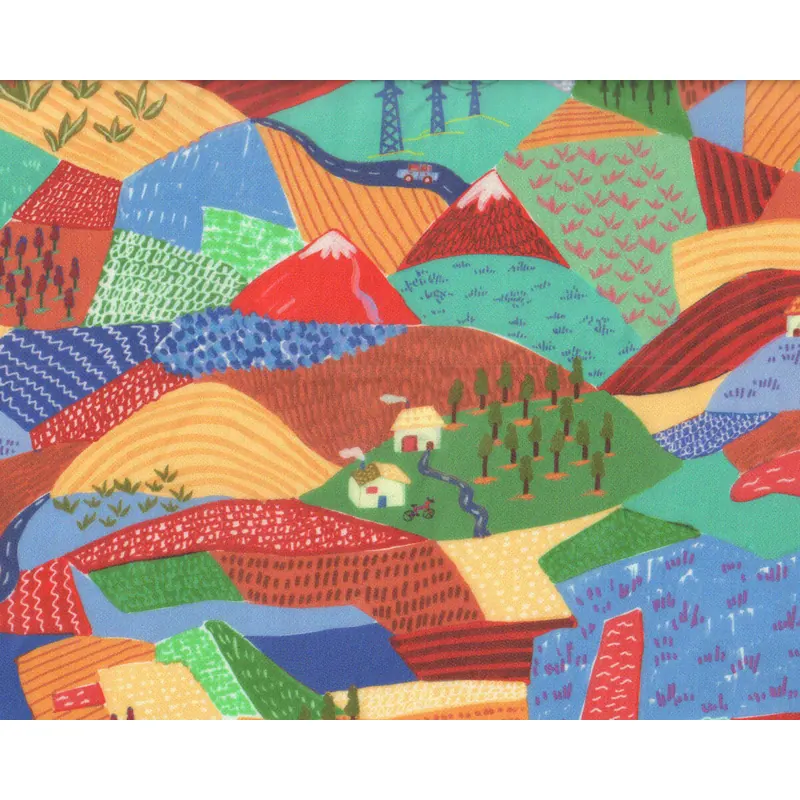 Designer Viskosekreppstoff VAGVOLUPTO, Felderlandschaft
