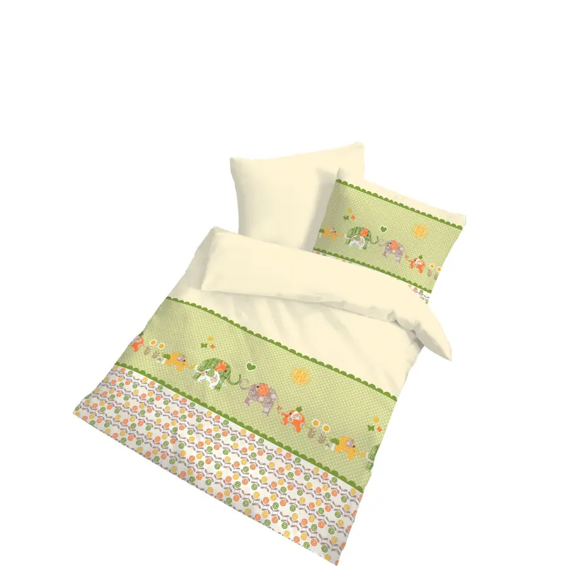 Dobnig Biber Babybettwäsche 2tlg 100x135cm Elefanten grün Made in Germany