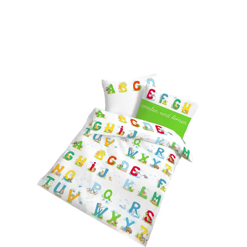 Dobnig Biber Kinderbettwäsche 2tlg. 100x135 cm Alphabet bunt Lernmotiv