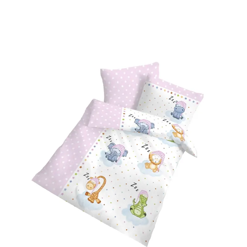 Dobnig Biber Kinderbettwäsche 2tlg. 100x135 cm schlafende Tiere rosa