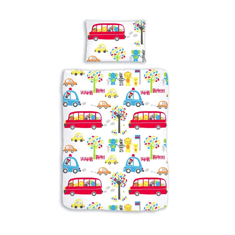 Dobnig Renforcé Kinderbettwäsche 2tlg. 100x135 cm Bus Safari bunt