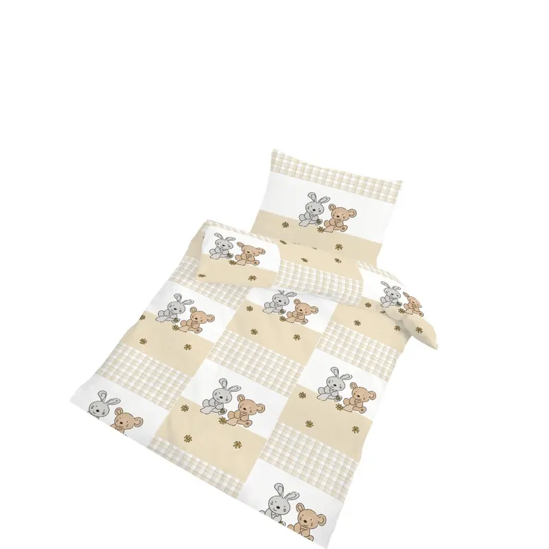 Dobnig Renforcé Kinderbettwäsche 2tlg. 100x135 cm Hase & Bär beige