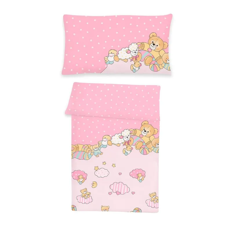 Dobnig Renforcé Kinderbettwäsche 2tlg. 100x135 cm Teddybär rosa