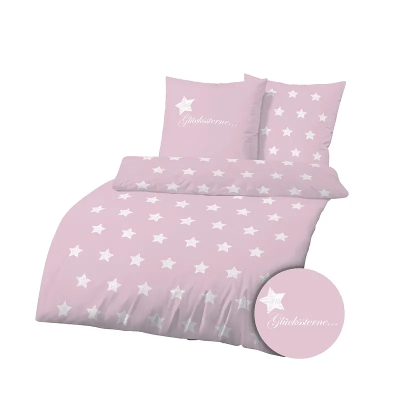 Dobnig Renforcé Kinderbettwäsche  2tlg. 135x200 cm Sterne rosa