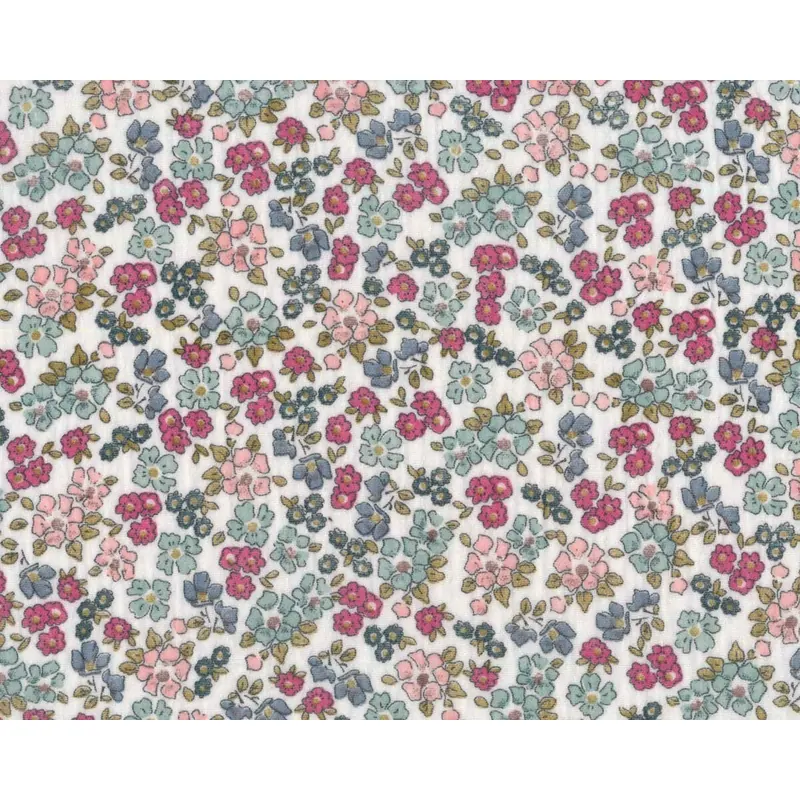 Double Gauze ALUNA, Blümchen, fuchsia, Hilco