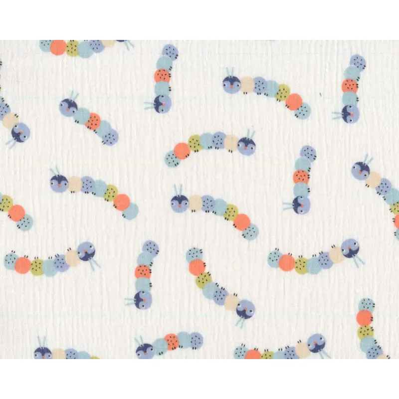 Double Gauze LUTER, Raupen, blau, Hilco