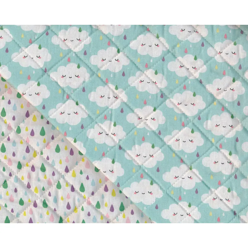 Doubleface-Steppstoff NIMBUS, Wolken, mint