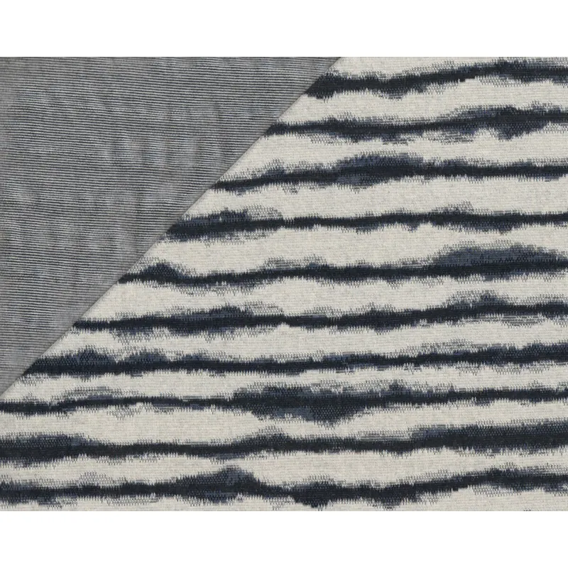 Doubleface-Strickstoff VICTOR, Batikstreifen, wollweiß-marineblau, Hilco