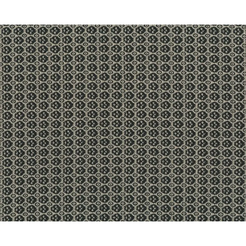 Edler italienischer Viskose-Jacquard-Stretch PARADE, Blüten-Ovale, schwarz-hellbeige