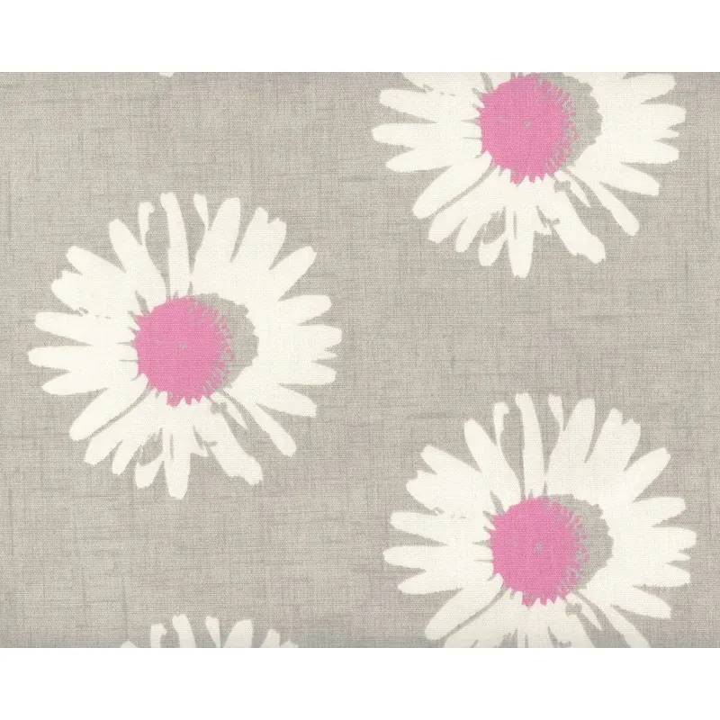 Englischer Dekostoff Clarke & Clarke LA VIE EN ROSE, Margeriten, pink-helles beigegrau