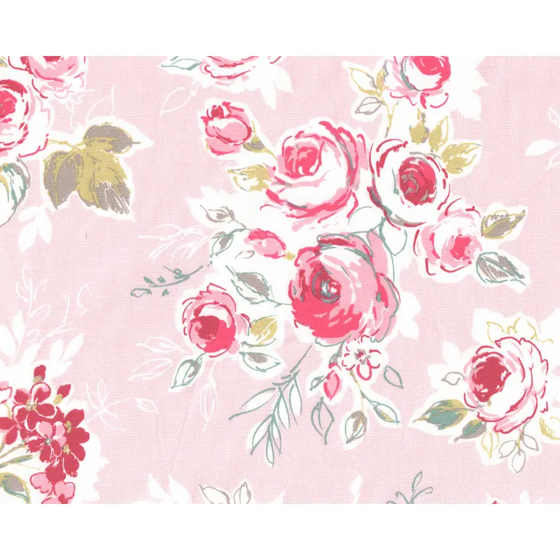Englischer Dekostoff Clarke & Clarke ROSE GARDEN, Rosen, helles rosa-fuchsia
