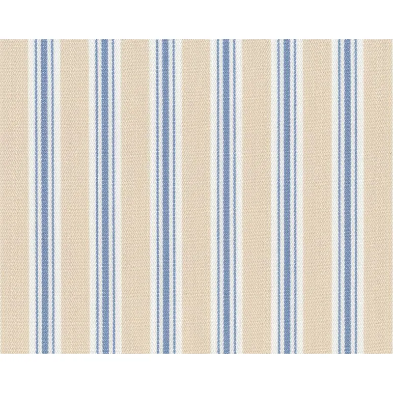 Englischer Fischgrat-Dekostoff Clarke & Clarke BAY STRIPE, Streifen-Design, helles beige-taubenblau