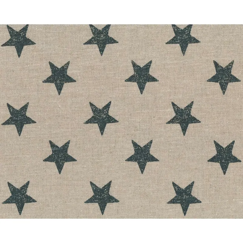 Englischer Leinen-Dekostoff Clarke & Clarke LINEN STARS, Sterne, natur-schwarz
