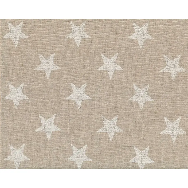 Englischer Leinen-Dekostoff Clarke & Clarke LINEN STARS, Sterne, natur-weiß