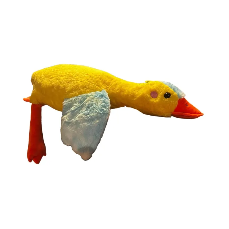 Ente Kuscheltier Kissen Figur Plüsch 42 cm Plüsch Kuschelkissen Flugente Gans gelb blau