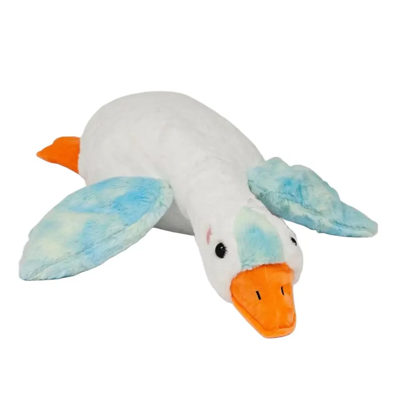 Ente Kuscheltier Kissen Figur Plüsch 72 cm Plüsch Kuschelkissen Flugente Gans weiß blau