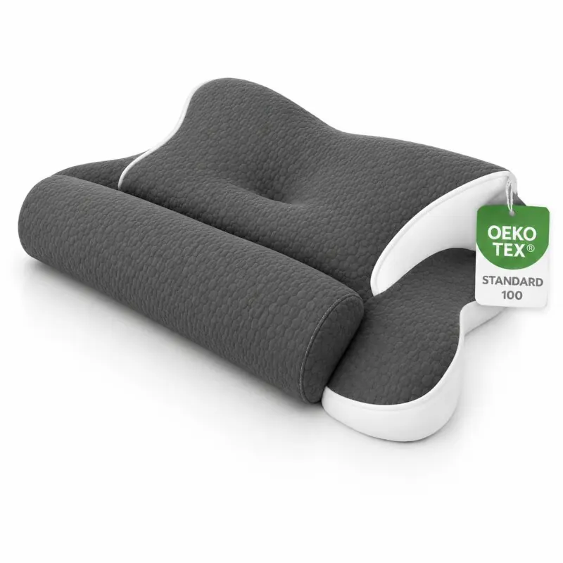 EXKLUSIV HEIMTEXTIL Ergonomisches Nackenstützkissen für Rücken, Seiten & Bauchschläfer - Memory Foam - hautfreundlicher Bambus Bezug - OEKO TEX® zertifiziert - 2in1 Funktion