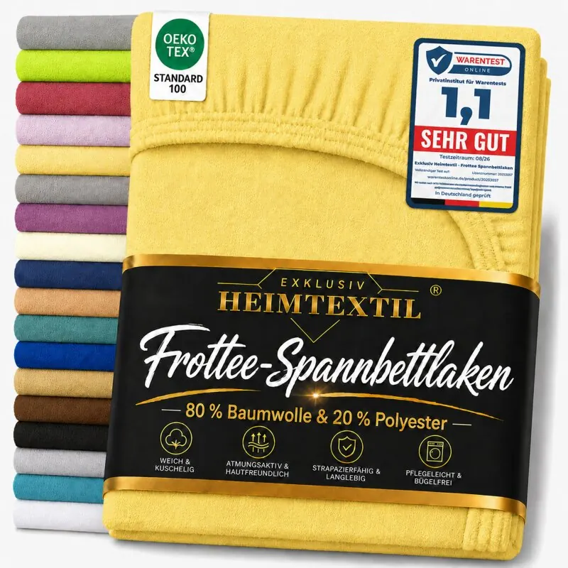 EXKLUSIV HEIMTEXTIL Frottee Spannbettlaken 120 x 200 cm Gelb