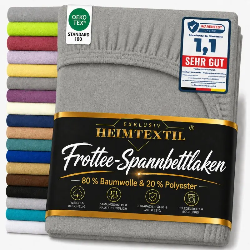 EXKLUSIV HEIMTEXTIL Frottee Spannbettlaken 140 - 160 x 200 cm Grau