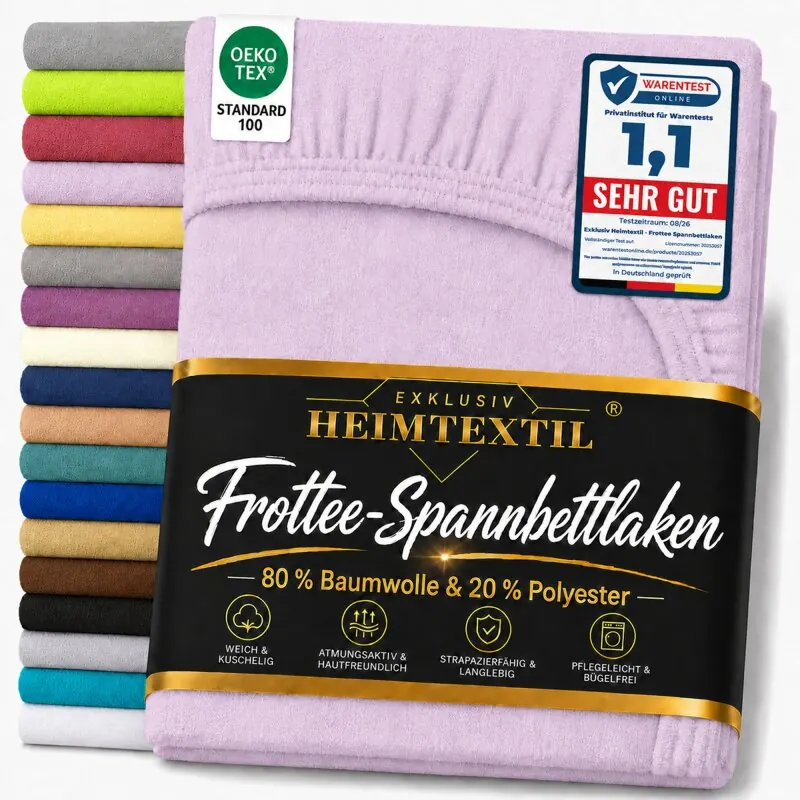 EXKLUSIV HEIMTEXTIL Frottee Spannbettlaken 180 - 200 x 200 cm Flieder