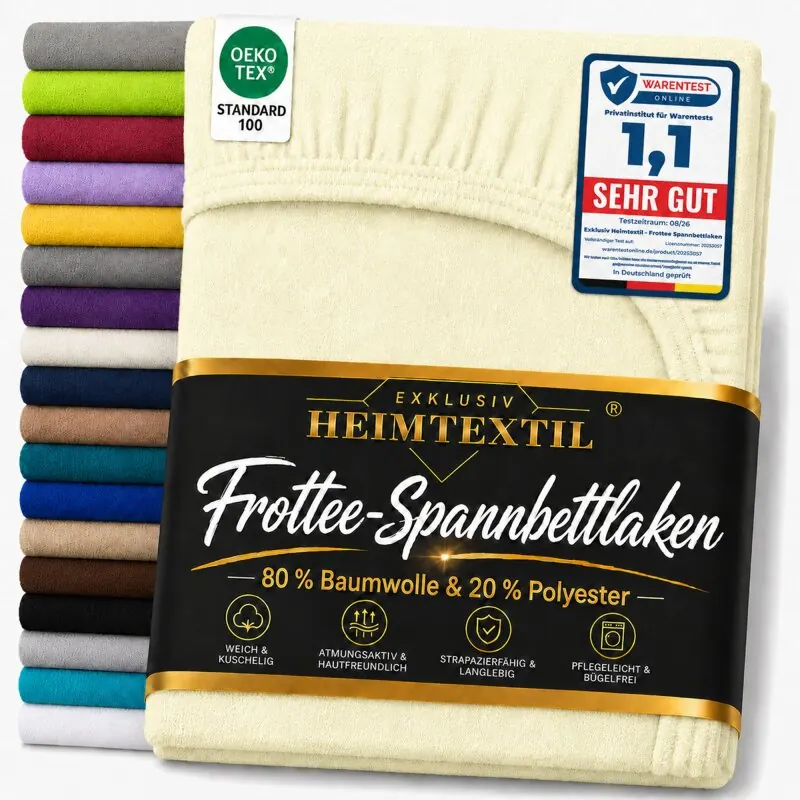 EXKLUSIV HEIMTEXTIL Frottee Spannbettlaken 180 - 200 x 200 cm Naturweiss