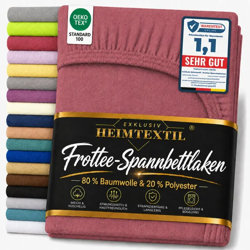 EXKLUSIV HEIMTEXTIL Frottee Spannbettlaken 200 x 220 cm Bordeaux