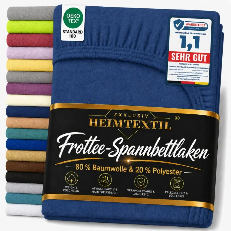 EXKLUSIV HEIMTEXTIL Frottee Spannbettlaken 200 x 220 cm Navyblau