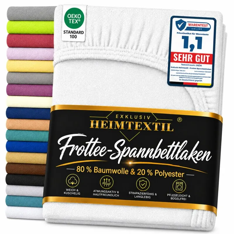 EXKLUSIV HEIMTEXTIL Frottee Spannbettlaken 200 x 220 cm Weiss