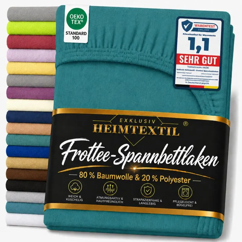 EXKLUSIV HEIMTEXTIL Frottee Spannbettlaken Premium 140-160 x 200 cm Petrol