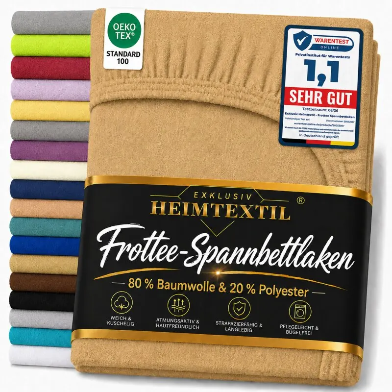 EXKLUSIV HEIMTEXTIL Frottee Spannbettlaken Premium 140 - 160 x 200 cm Sand