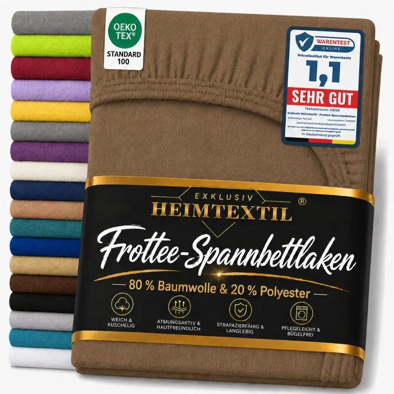 EXKLUSIV HEIMTEXTIL Frottee Spannbettlaken Premium 180 200 x 200 cm Schoko