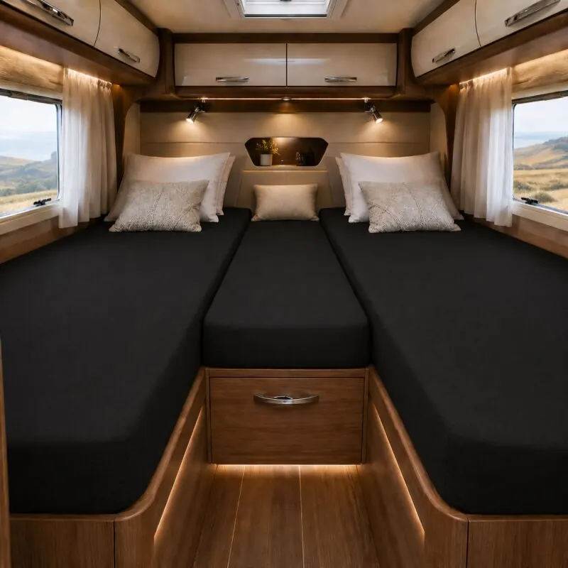 EXKLUSIV HEIMTEXTIL  Frottee Spannbettlaken Set für Wohnmobile  Schwarz