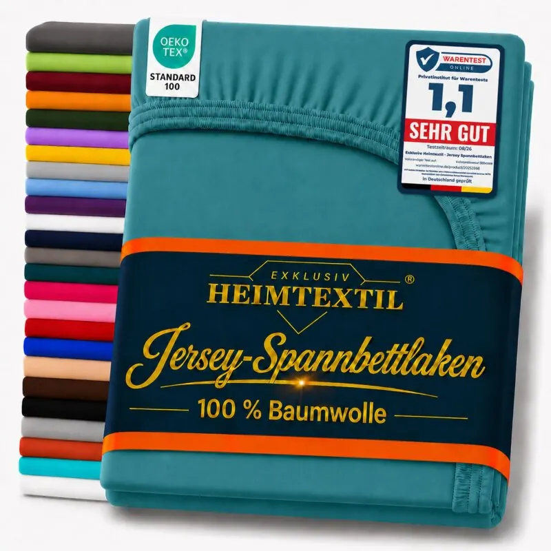 EXKLUSIV HEIMTEXTIL Jersey Spannbettlaken 120 x 200 cm Petrol