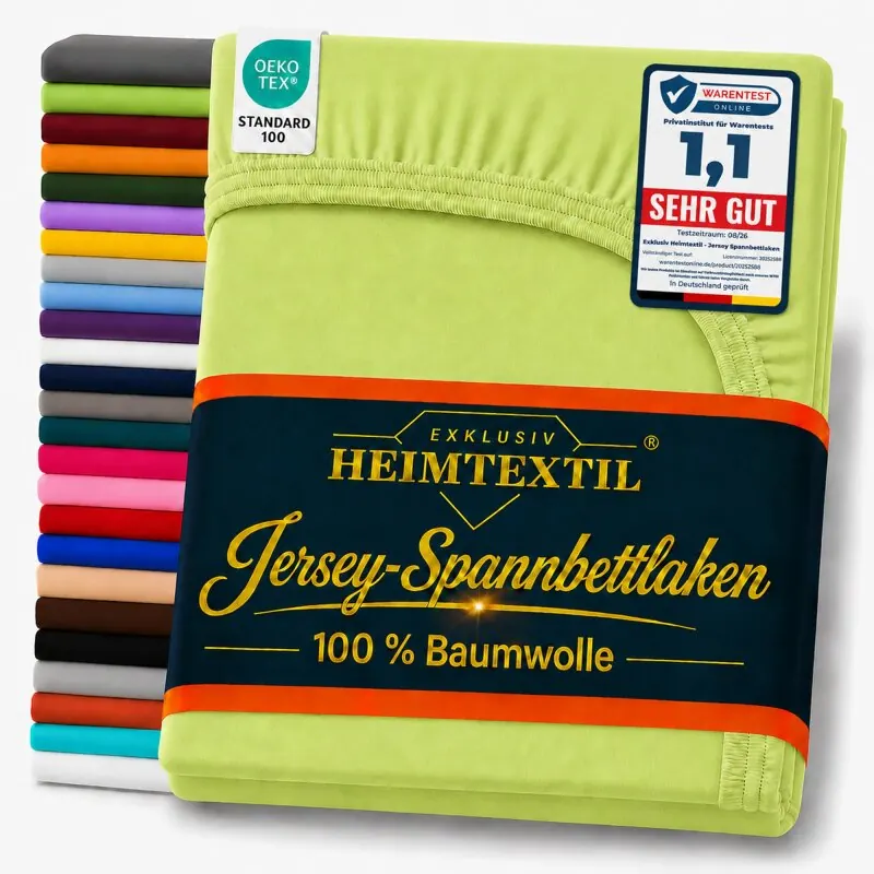 EXKLUSIV HEIMTEXTIL Jersey Spannbettlaken 180 - 200 x 200 cm Apfelgrün