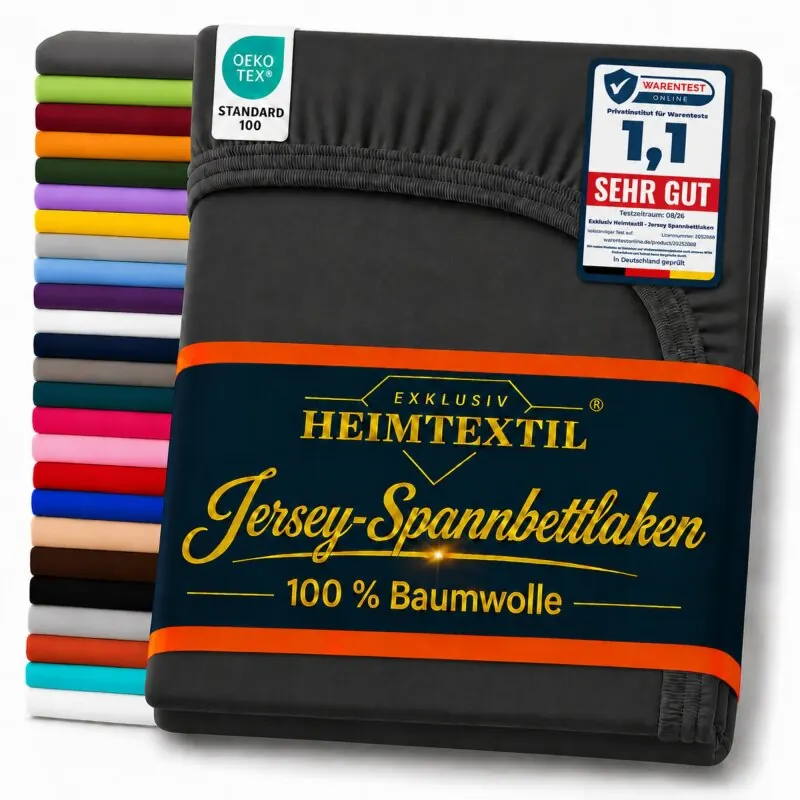 EXKLUSIV HEIMTEXTIL Jersey Spannbettlaken 180 - 200 x 200 cm Schwarz