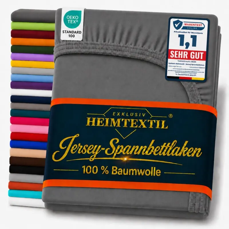 EXKLUSIV HEIMTEXTIL Jersey Spannbettlaken 60 x 120 - 70 x 140 cm Anthrazit