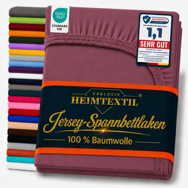 EXKLUSIV HEIMTEXTIL Jersey Spannbettlaken 60 x 120 - 70 x 140 cm Bordeaux